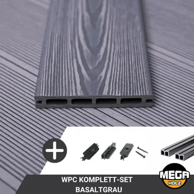 Produktbild von MEGA HOLZ WPC Terrassendielen Komplettset - 44 m² - Basaltgrau