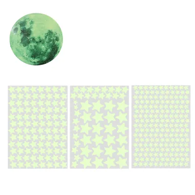 Produktbild von Mond Sternenhimmel Leuchtsticker Wandtattoo mit Starker Leuchtkraft Fluoreszierend Leuchtaufklebe Aufkleber