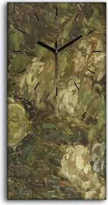 Produktbild von Küchenuhr Bürouhr Leinwand Uhr Geräuschlos 30x60 Gemälde Abstrakte Blumen Kunst - schwarze Hände