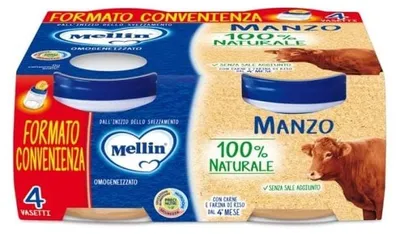 Imagen del producto de MELLIN, puré de ternera homogeneizado, 4 envases de 80 g