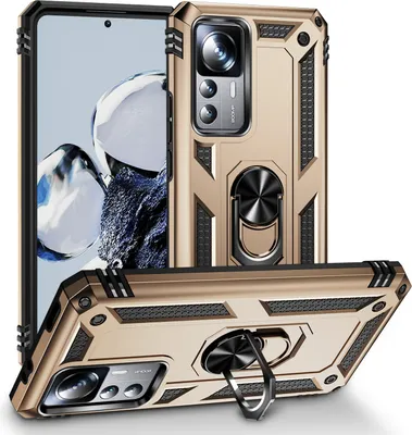 Produktbild von Xiaomi 12T Pro Hülle, Schiebe Kamera Schutz Schutzhülle mit Ringhalterung Ständer Kartenhalter für Xiaomi 12T/12T Pro/Redmi K50 Ultra Gold