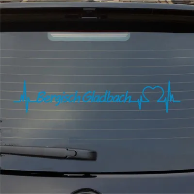 Produktbild von Heckscheibenaufkleber Bergisch Gladbach Herzschlag Puls Stadt Liebe 55x11 cm Hellblau Auto Aufkleber Sticker