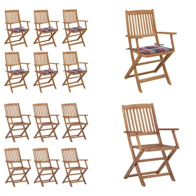 Immagine prodotto di vidaXL Sedie da giardino pieghevoli 6 pezzi con cuscino in legno massiccio di acacia - sedia da giardino - sedie da giardino - poltrona da giardino - sedia pieghevole