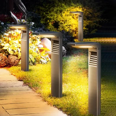 Produktbild von 4 Stück Solarleuchten Garten LED Solarleuchte für Außen mit 2 Helligkeitsmodi, Solar Beleuchtung Naturweiß für Außen Hinterhof Garten Rasenbeleuchtung