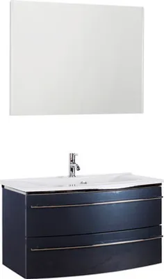 Produktbild von Marlin Badmöbel-Set 3040 BxHxT 92,4 x 198,2 x 48 cm Frontfarbe anthrazit mit Waschtisch Mineralmarmor weiß, Spiegel mit