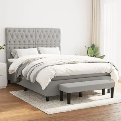 Produktbild von Maison Exclusive - Boxspringbett mit Matratze Hellgrau 140x200 cm Stoff
