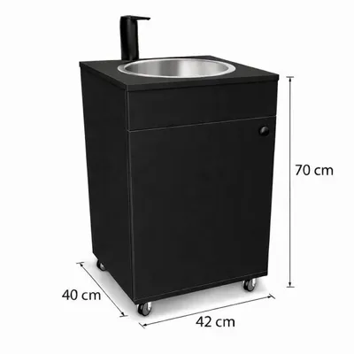 Produktbild von Mobiles Waschtisch Waschstation Littleblack mit Batterie betriebenen Wasserhahn Schwarz