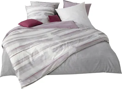 Produktbild von Fleuresse Mako-Satin Bettwäsche 155x220 Streifen Wende mouve rosa 113780-4