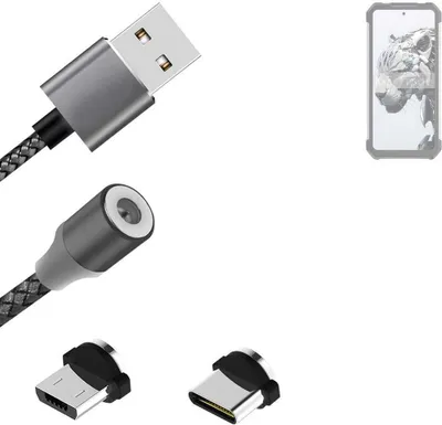 Produktbild von K-S-Trade Hochwertiges Magnet-Lade-kabel Sync-Kabel Daten-Kabel für Unihertz 8849 Tank 3 mit USB-Typ-C-Anschluss und Micro-USB-Anschluss 2A bis zu