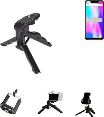 Produktbild von K-S-Trade Stativ Tisch-Ständer Dreibein Handy-Stativ Ständer kompatibel mit Vernee M7 2018 Mini-Stativ Smartphone Tripod Handy-Stativ aus Plastik