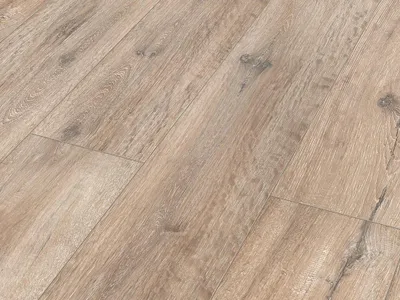 Produktbild von BASICfloor | 1,996 m² | Braun Grau Eiche Landhausdiele Laminat, 8mm Stärke, 1 Stab Design, Klickverbindung Megaloc, Schwimmende Verlegung, Authentische Holzoptik, Robuster Bodenbelag