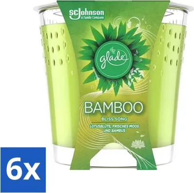 Obrázek produktu pro Glade - Vonná svíčka - Bamboo Bliss Song - Svěží vůně a relaxace - 129 g - výhodné balení - 6 kusů