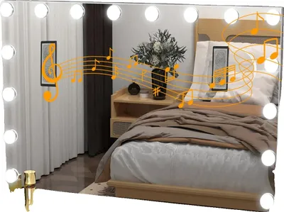 Immagine prodotto di Specchio cosmetico, illuminazione a LED, altoparlante Bluetooth, 80x60 cm