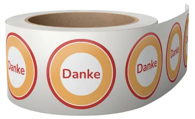 Danke-Sticker, 500 Stück, rot-orange-weiß, 38 mm, rund