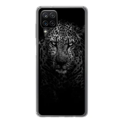 Produktbild von MuchoWow® Handyhülle Schutzhülle Hülle für Samsung Galaxy A12 Leopard - Schwarz - Weiß Silikon Softcase Handy Hülle - Bild