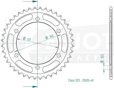 Produktbild von Esjot Kettenrad 525 42z Stahl schwarz