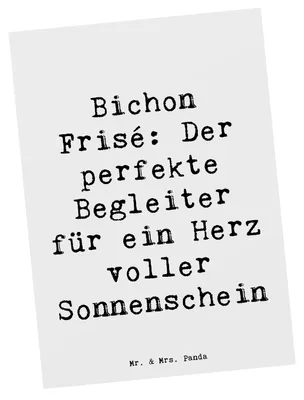Produktbild von Mr. & Mrs. Panda Postkarte Spruch Bichon Frisé Freude - Weiß - Geschenk, verspielter Charakter, weiße Hunde, fröhlich, bildkarte, Hund, Hunderassen, Ansichtskarte