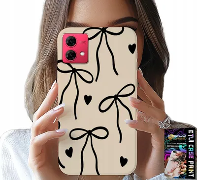 Image de Etui pour Motorola Edge 40 Neo - Beige Ribbon Cocards Fashionable Patterns