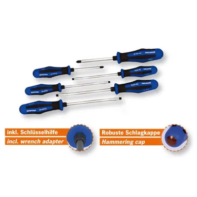 Produktbild von Projahn Schraubendreher Satz 6-tlg. (PH+Schlitz) mit durchgehender Klinge, Schlagkappe und Schlüsselhilfe