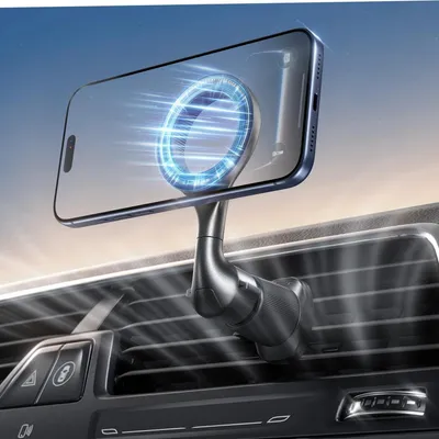 Image de Support magnétique pour téléphone de voiture, compatible avec MagSafe et modèle iPhone 2026, couleur noire