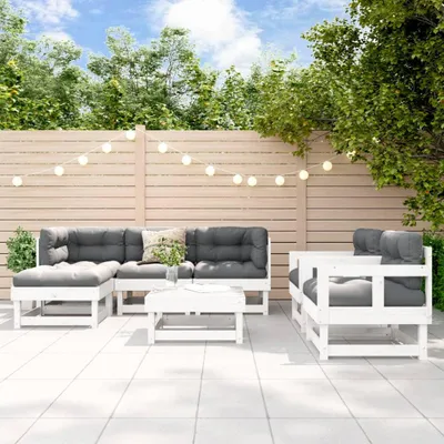 Produktbild von vidaXL 7-tlg. Garten-Lounge-Set Weiß Massivholz Kiefer