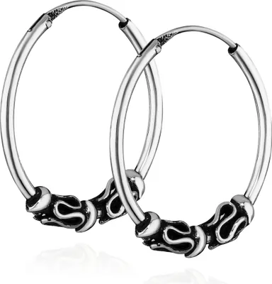 Produktbild von Paar 925 Sterling Silber Keltische Bali Ohrringe Creolen 20mm 5299