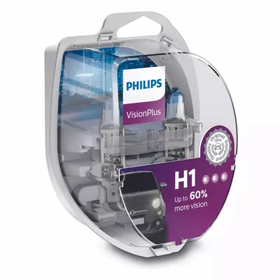 Obrázek produktu pro Philips VisionPlus 12258VPS2 Větší bezpečí a pohodlí, 55 W, 12 V, H1, Halogen, 3250 K, 2 kusů