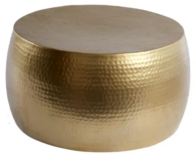 Image de Table basse TRIANE 60 cm en aluminium doré – Table basse ronde design effet martelé
