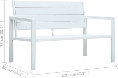 vidaXL Zahradní lavička 120 cm HDPE bílá dřevěná optika