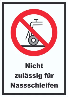 Produktbild von Nicht zulässig für Nassschleifen Aufkleber A8 (52x74mm)