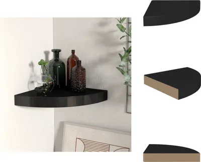 Obrázok produktu pre vidaXL Rohová plávajúca polica čierna 25x25x3,8 cm MDF - Nástenné police