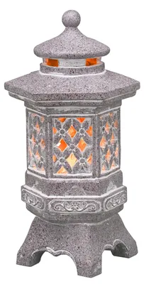 Image de Décoration de jardin : lanterne japonaise en pierre, figurine de pagode, à énergie solaire, en résine synthétique, décoration de jardin zen pour terrasse et jardin, cadeau pour femme, 21 cm