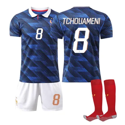 Immagine prodotto di #8 TCHOLIAMENI Francia casa stadio Coppa del Mondo 2026 maglia da calcio per bambini e adulti TAGLIA:L