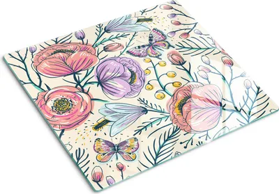 Immagine prodotto di Pannello protettivo in vetro – Copertura per piano cottura – Copertura per piano cottura a induzione – 60x52 cm – Facile da pulire – Vetro temperato – Motivi floreali vintage (rose)