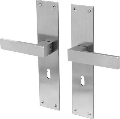 Image de Poignées de porte Lavuzo Trapini acier inoxydable - Poignées de porte avec plaque SL56 - Par set