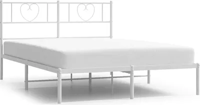 Produktbild von vidaXL Bettgestell mit Kopfteil Metall Weiß 135x190 cm