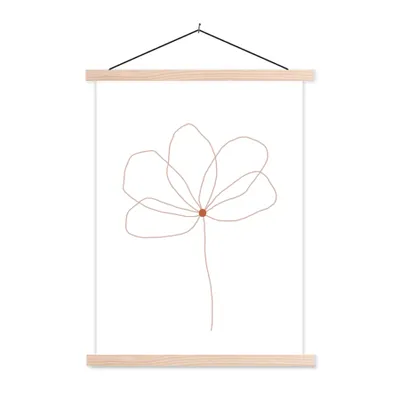 Produktbild von MuchoWow® Textilposter Blume - Strichzeichnung - Natur 120x160 cm mit holzfarbenen Rahmen - Plakatkarton