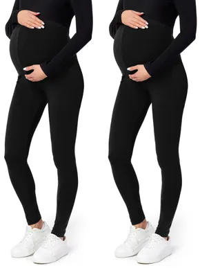 Produktbild von Be Mammy Lange Umstandsleggings aus Viskose BE-02 2er Pack (Schwarz/Schwarz, S)
