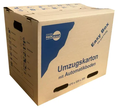 Produktbild von 1x Umzugskarton Transportkarton mit Automatikboden 470 x 320 x 385 mm