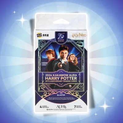 Productafbeelding van KAKAWOW 2026 AURA Harry Potter 25e Verjaardag Collectie Kaarten - Blaster Box, Engels – 7 Booster Packs + Heartforcards, verzending beschermd