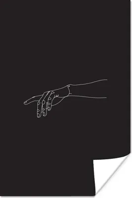 Produktbild von MuchoWow® Poster Strichzeichnung - Hand - Schwarz - Weiß 120x180 cm - Kunstposter
