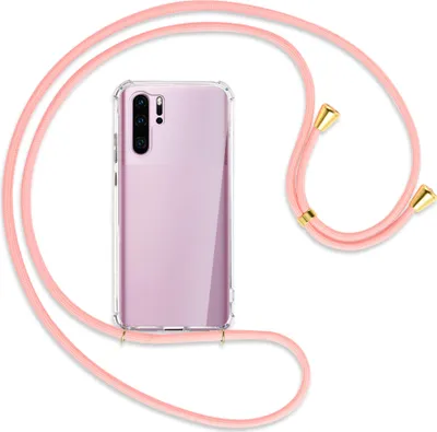 Produktbild von Handykette Backcover-Schutzhülle mit Band (Metall goldfarben) für Huawei P30 Pro - rosa
