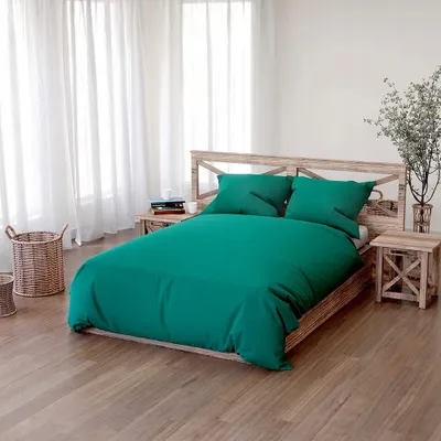 Produktbild von Bettwäscheset grün 160x200 Kissenbezüge 70x80 Leinen