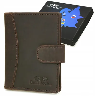 Image de Porte-cartes de visite en cuir, portefeuille pour cartes et documents, cuir naturel, marron