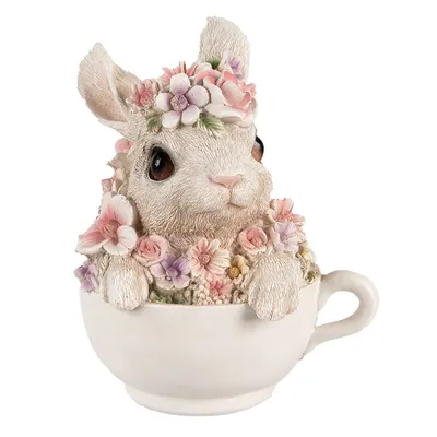 Immagine prodotto di Clayre & Eef Figurina Coniglio 15 cm Grigio Rosa Poliresina
