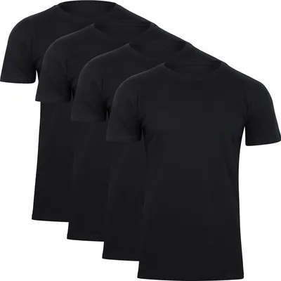 Produktbild von Paolo Renzo Rundhals Basic T-Shirt O-Neck 4 Stück - 100% Baumwolle - Größe XXL - Schwarz