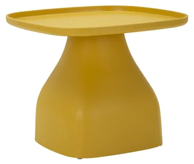 Imagen del producto de Mesita auxiliar de plástico, diseño curvo, 48x48x38 cm, color amarillo, marca Mauro Ferretti, modelo Gea