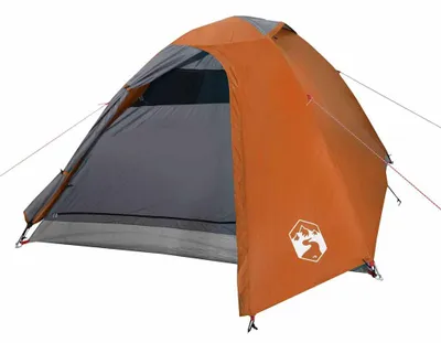 Produktbild von vidaXL Kuppel-Campingzelt 3 Personen Grau und Orange Wasserdicht