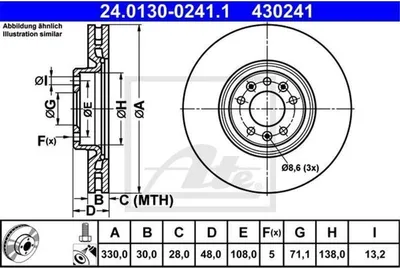 Produktbild von 2x ATE 24.0130-0241.1 Bremsscheibe Vorderachse