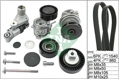 Image de Pompe à eau + kit de courroie trapézoïdale striée INA 529 0053 30